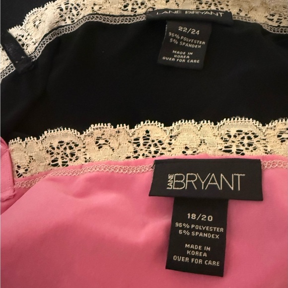 Lane Bryant Black and Pink Camis with Lace Trim. Pack of 2 - Picture 2 of 6